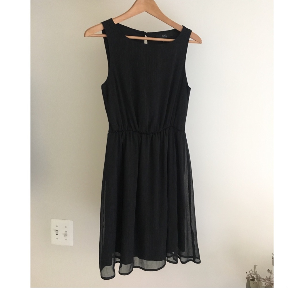 Forever 21 Black Chiffon Dress with Silver Threads